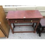 A MAHOGANY HALL TABLE WITH TWO DRAWERS