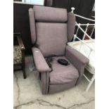 AN ELECTRIC RECLINING FABRIC ARMCHAIR, W/O