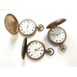THREE GENTS FULL HUNTER GOLD PLATED POCKET WATCHES