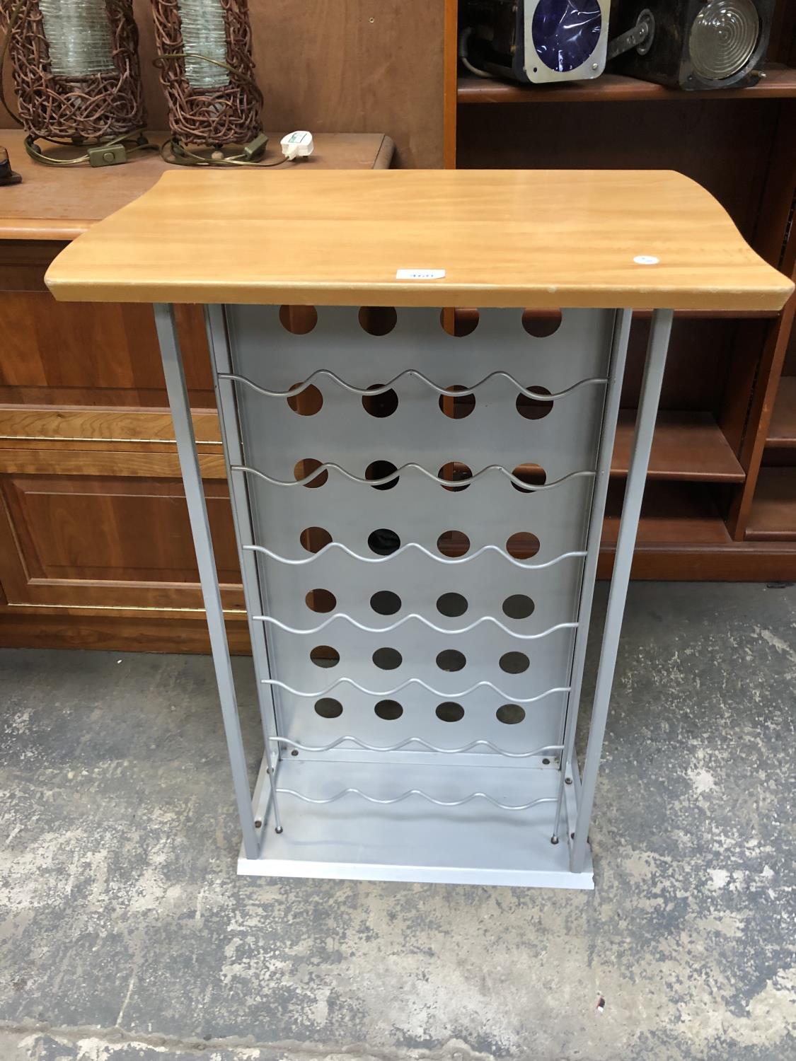 A MODERN SIDE TABLE WITH LOWER WINE RACKING