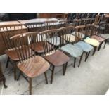 FOURTEEN SPINDLE BACK DINING CHAIRS