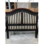 A MODERN DISTRESSED BLACK AND CREAM HEADBOARD - WIDTH 160 CM