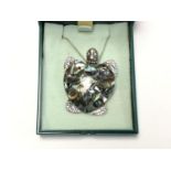 A LADIES BOXED .925 SILVER TORTOISE PENDANT NECKLACE