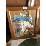 A FRAMED VINTAGE CARD MONTAGE PICTURE