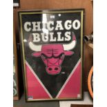 A 'CHICAGO BULLS' FRAMED BASKETBALL PICTURE