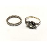 TWO 9CT GOLD ON SILVER VINTAGE LADIES RINGS