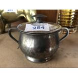 A LIBERTY & CO TUDRIC PEWTER LIDDED SUGAR BOWL