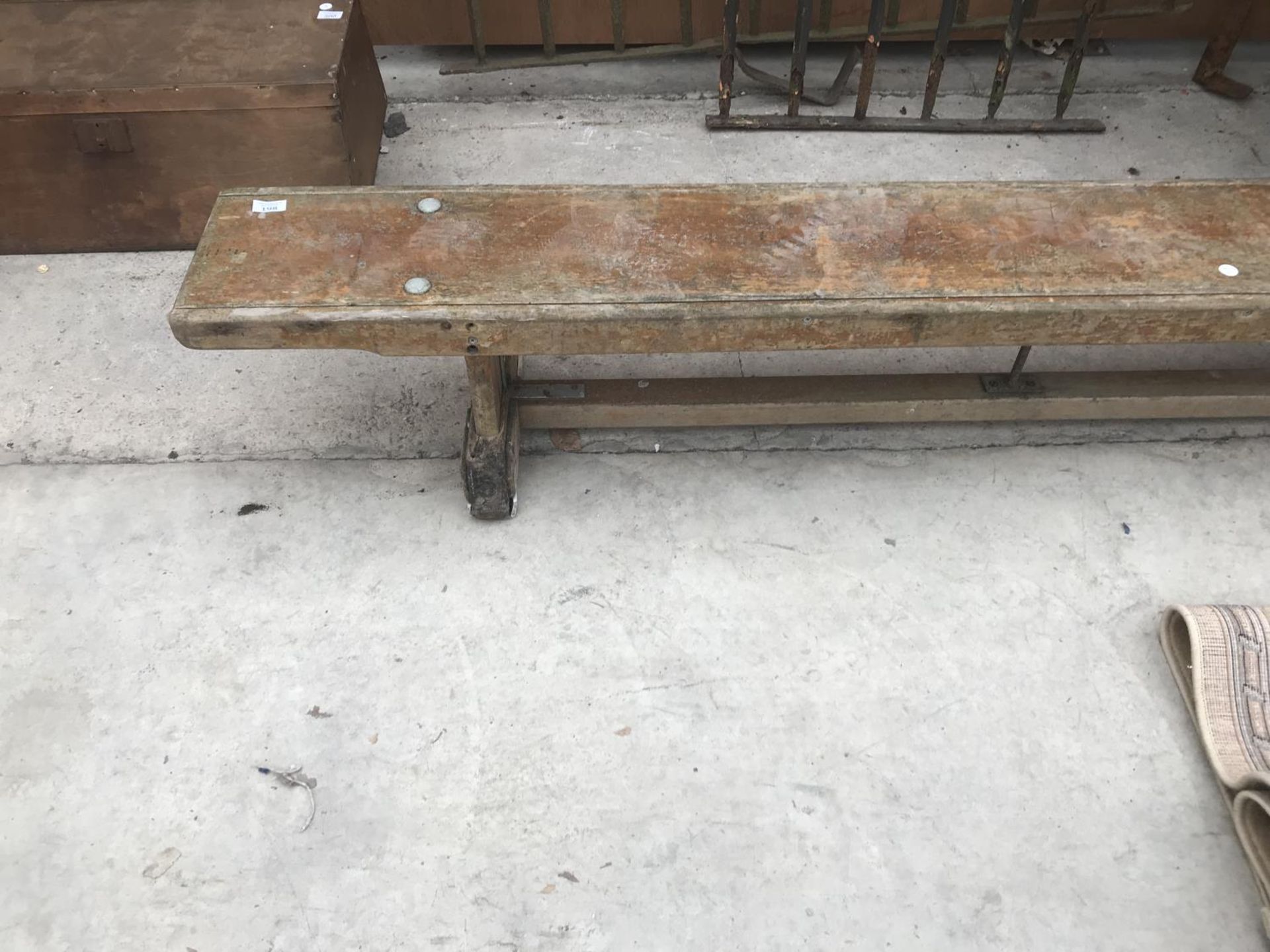 A VINTAGE SCHOOL GYM BENCH 335CM LONG - Image 2 of 2