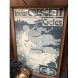 A FRAMED 'AMERICAN CRESCENT MOTORCYCLES' PICTURE