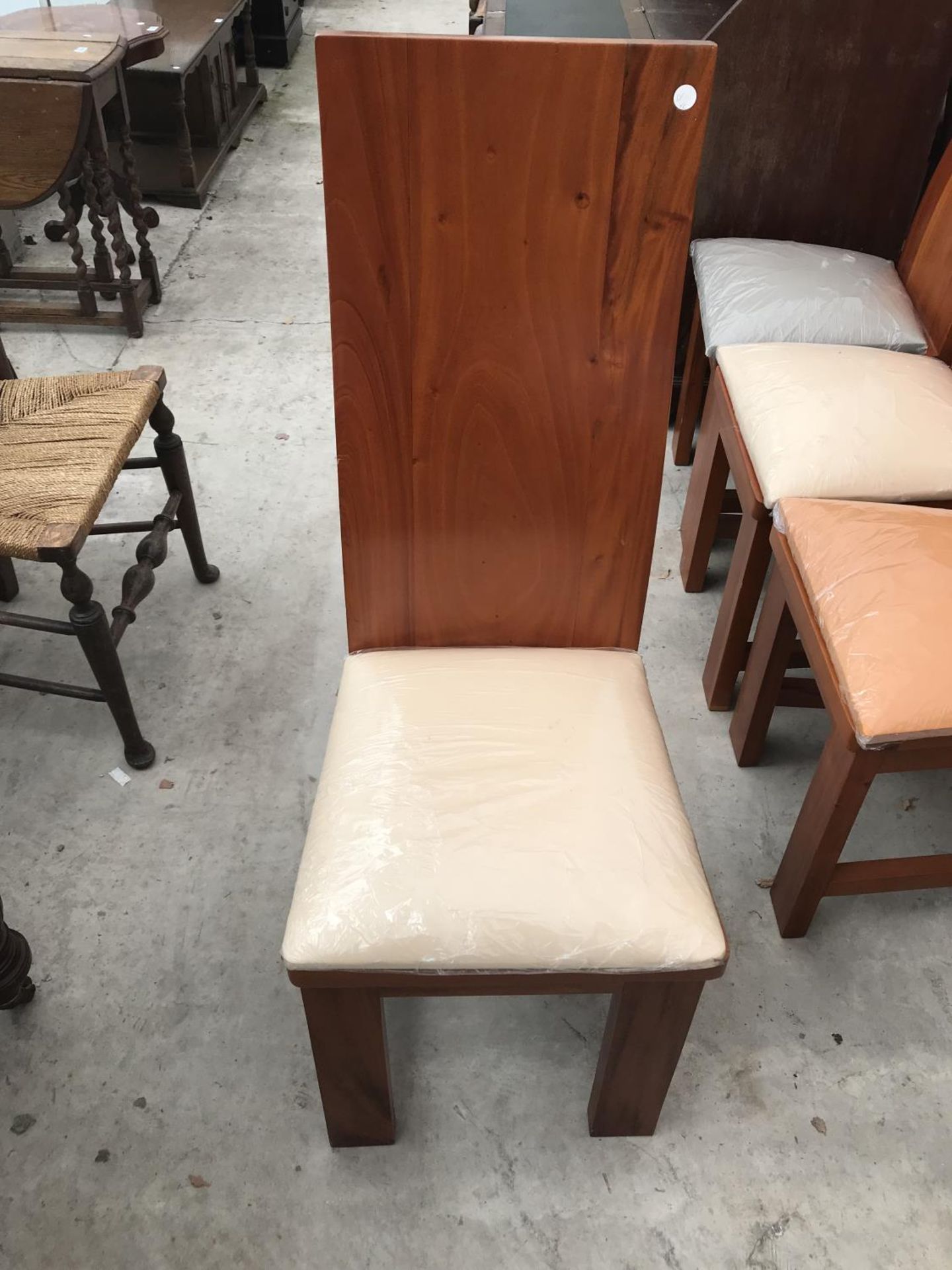 FOUR HIGH BACKED HARDWOOD DINING CHAIRS - Image 2 of 3