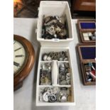 A LARGE COLLECTION OF ASSORTED WATCH PARTS, DIALS, CASES ETC (QTY)