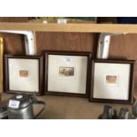 A SET OF THREE SMALL FRAMED PENCIL SIGNED RICHARD WADE LIMITED EDITION PRINTS