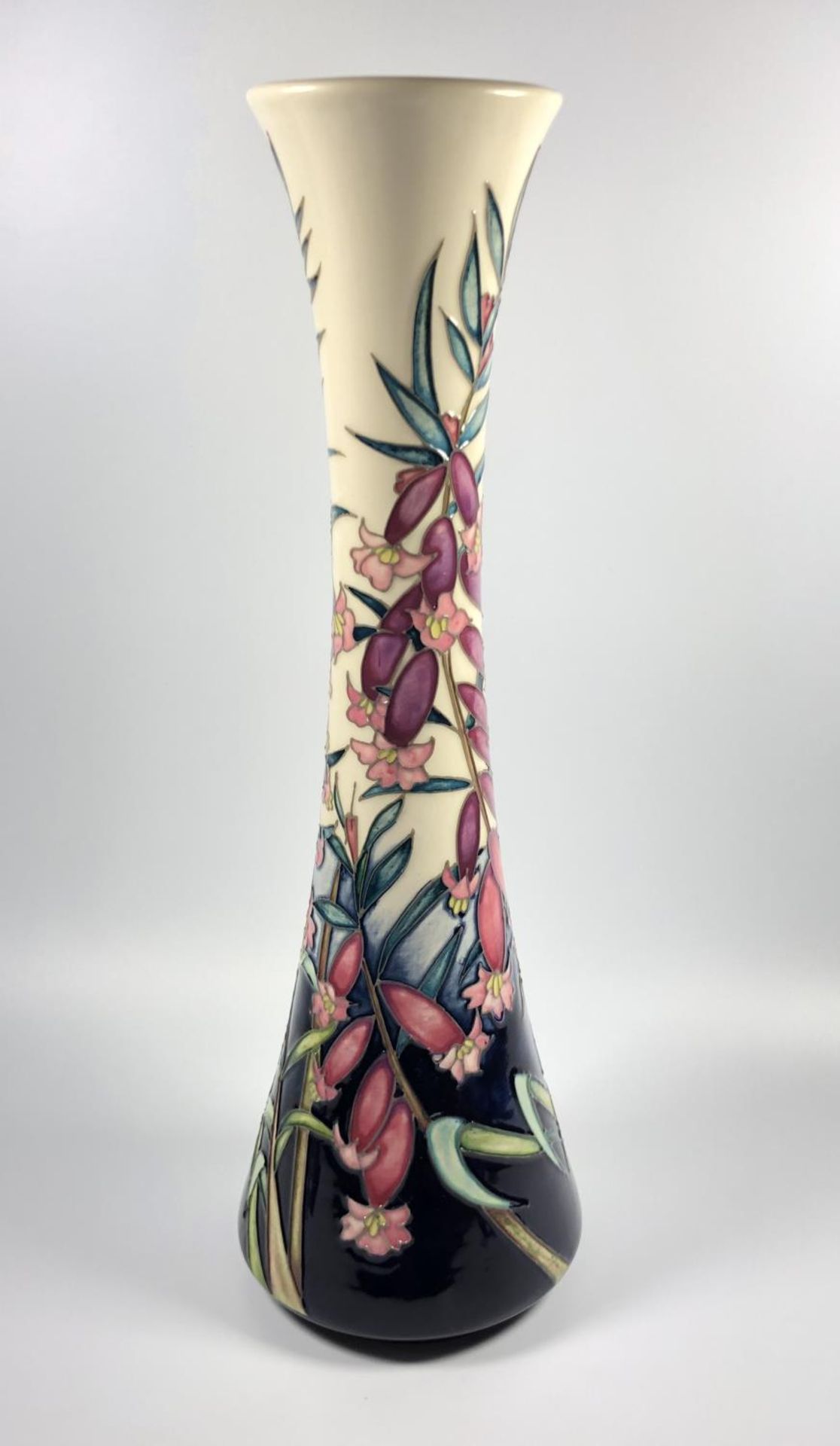 A LIMITED EDITION MOORCROFT POTTERY 'VANGUARD' PATTERN VASE, NUMBER 10/30, HEIGHT 31CM