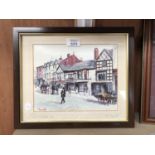 A FRAMED LIMITED EDITION PRINT OF CHAPEL ST, SALFORD, NUMBER 18/750 BY P.WINNINGTON