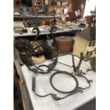 THREE ASSORTED VINTAGE CAST METAL GARDEN HANGING LANTERN FRAMES