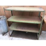 A VINTAGE FOUR SHELF METAL SHELVING UNIT 106CM X 45CM X 102CM