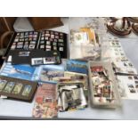 A MIXED GROUP OF ASSORTED STAMPS, ALBUMS ETC (QTY)