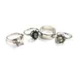 FOUR ASSORTED LADIES SILVER RINGS