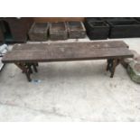 TWO FOLD UP WOODEN BENCHES 181CM EACH (A/F)