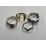 FOUR ASSORTED LADIES SILVER RINGS