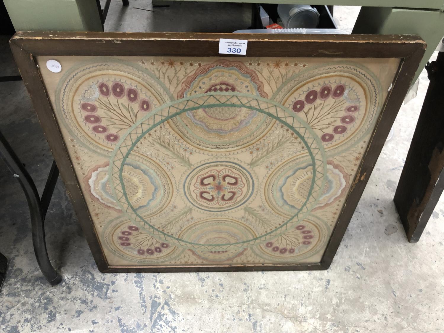 A FRAMED ARTS AND CRAFTS TAPESTRY FIRE SCREEN