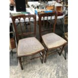 A PAIR OF EDWARDIAN MAHOGANY FRAMED CHAIRS