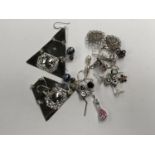 TEN PAIRS OF ASSORTED LADIES SILVER EARRINGS