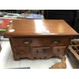 A WOODEN MINIATURE JEWELLERY CASE MODELLED AS A SIDEBOARD