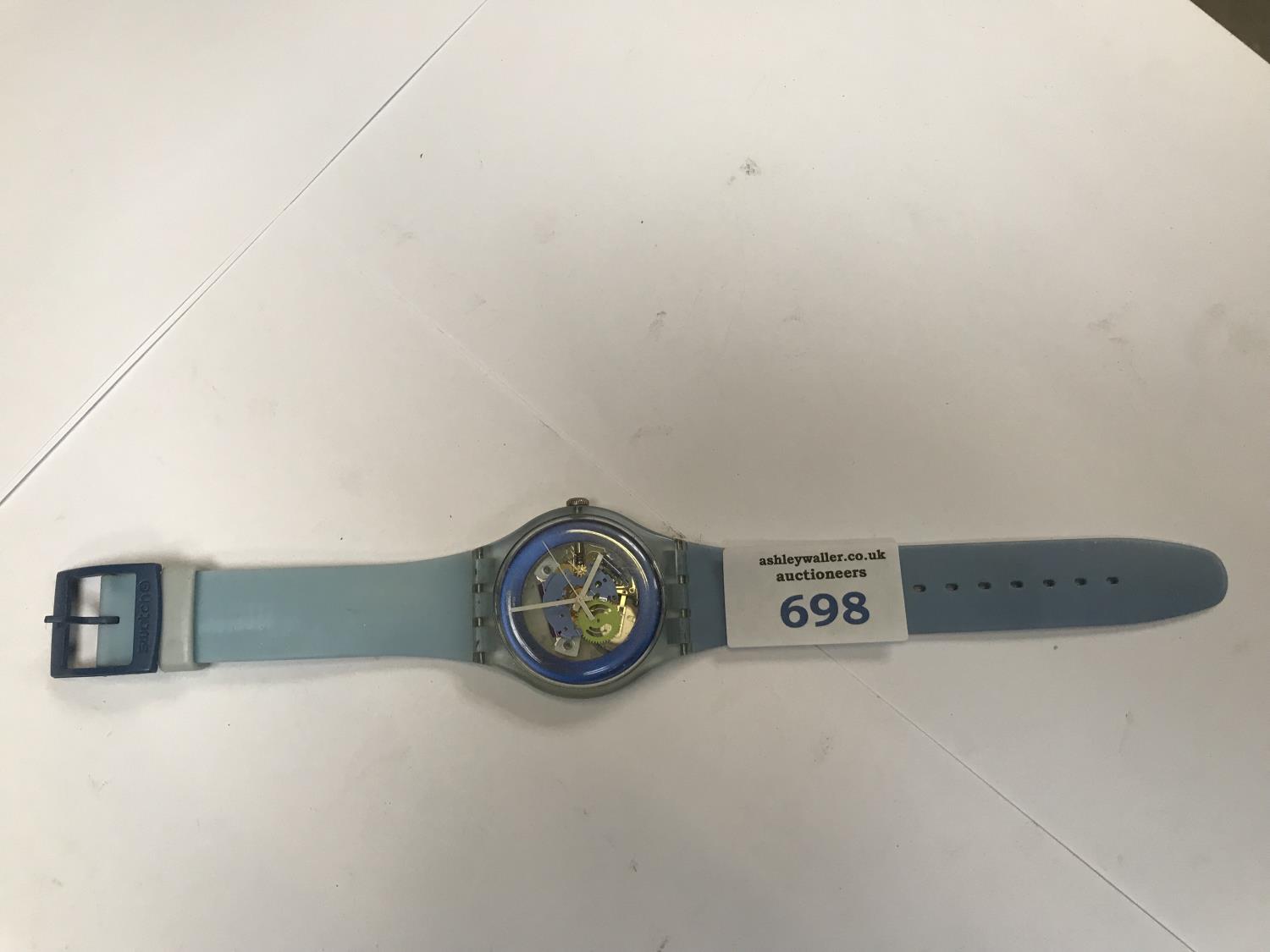 A BLUE SWISS SWATCH WATCH