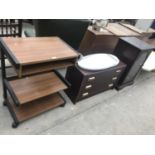 THREE ITEMS - A COMPUTER DESK, DRESSING TABLE AND STEREO CABINET