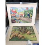 SEVEN 1950'S SCHOOL POSTERS IN BLUE CARRY CASE