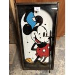 A VINTAGE BAGATELLE BOARD WITH PAINTED MICKEY MOUSE DESIGN