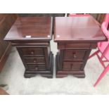 TWO MAHOGANY BEDSIDE CABINETS