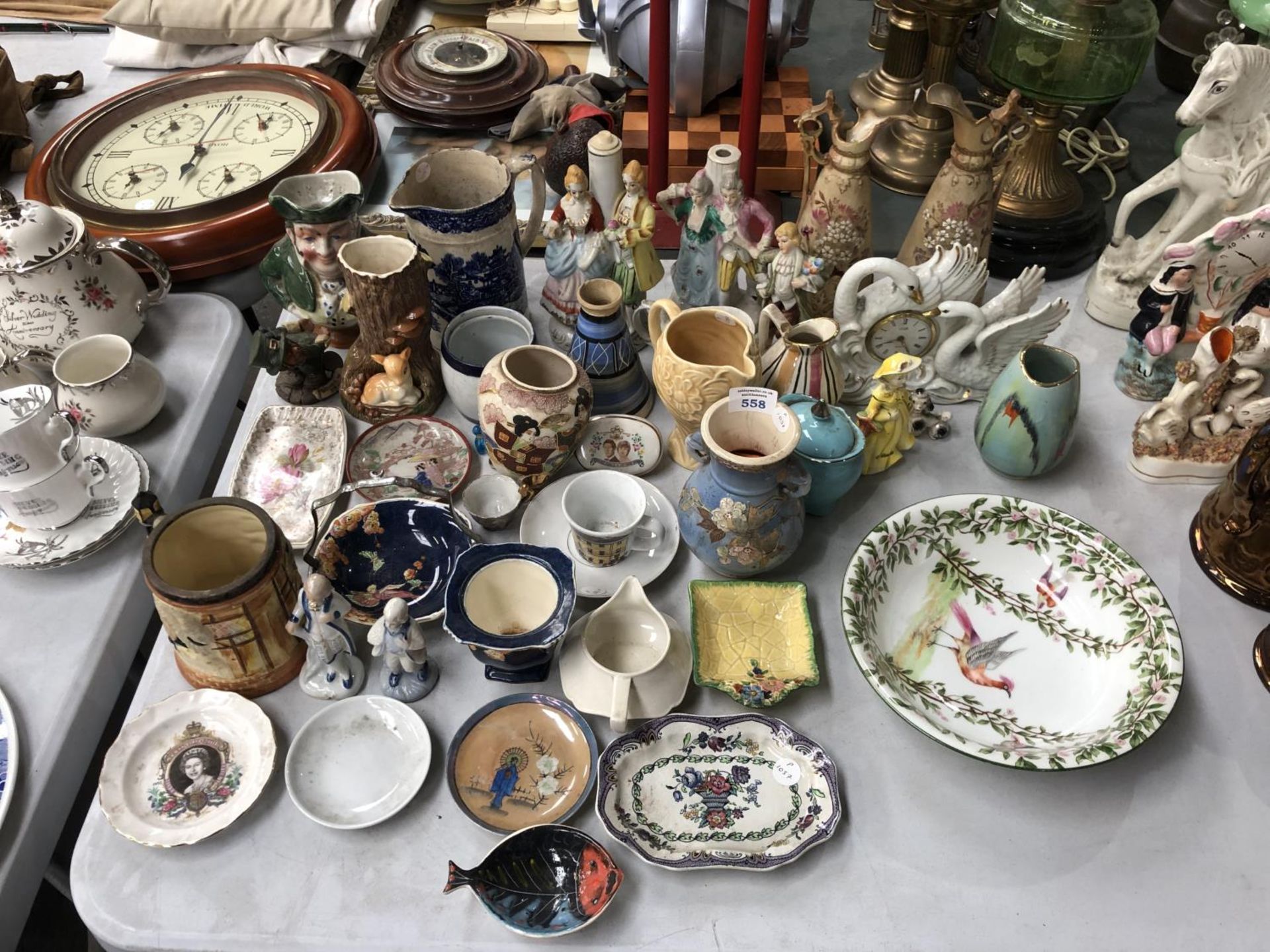 A LARGE COLLECTION OF ASSORTED CERAMICS, TOBY JUG, VASES ETC