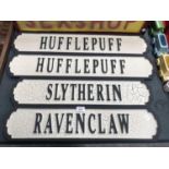 FOUR COLLECTABLE HARRY POTTER SIGNS