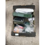 A BOX CONTAINING VARIOUS FISHING TACKLE