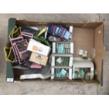 A BOX CONTAINING VARIOUS FISHING TACKLE - NUMEROUS HOOKS AND FLOATS