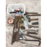 VARIOUS TOOLS TO INCLUDE HAMMERS, PLIERS, SPANNERS ETC