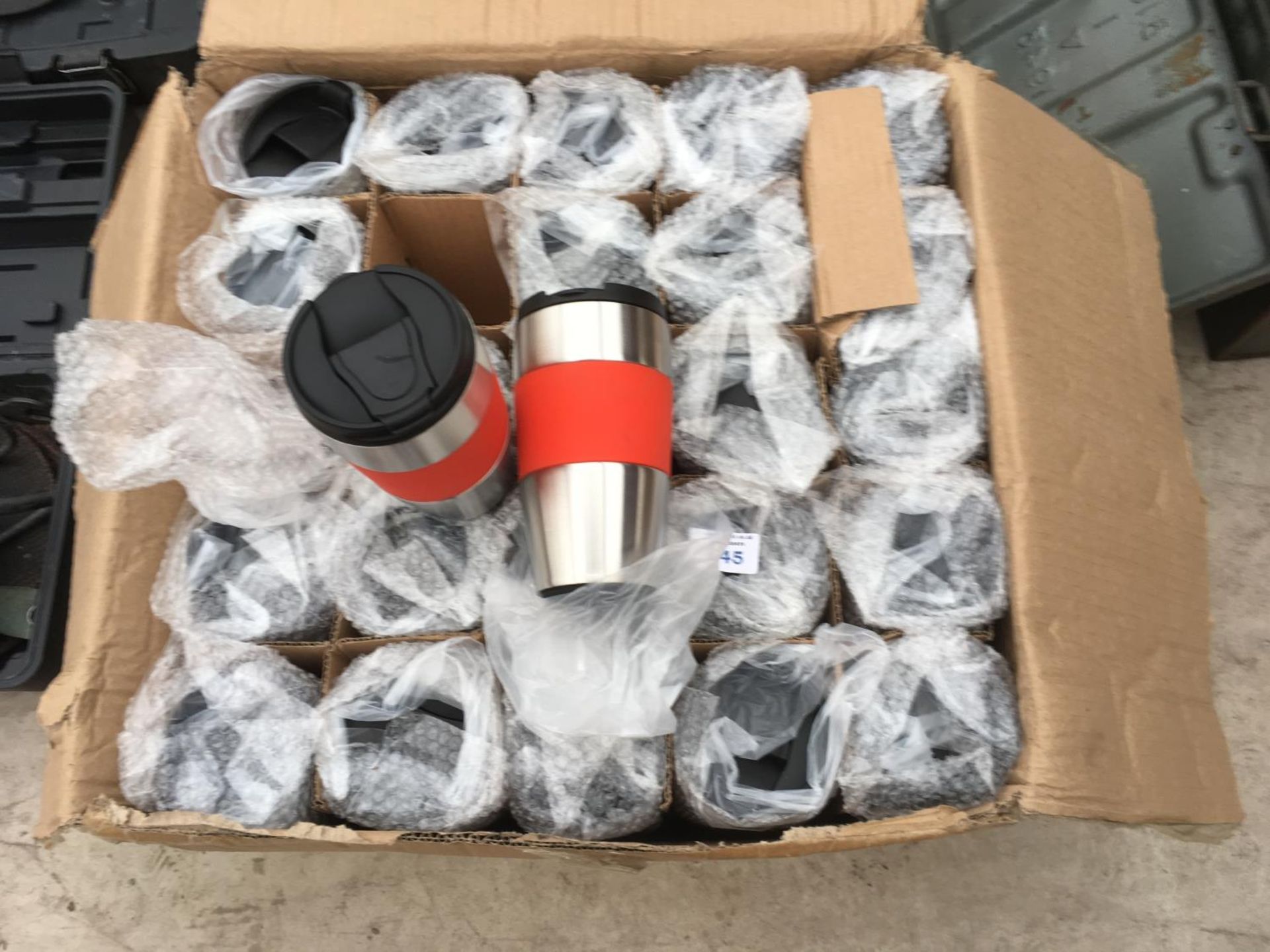APPROXIMATELY FIFTY AS NEW BOXED AND WRAPPED TRAVEL MUGS