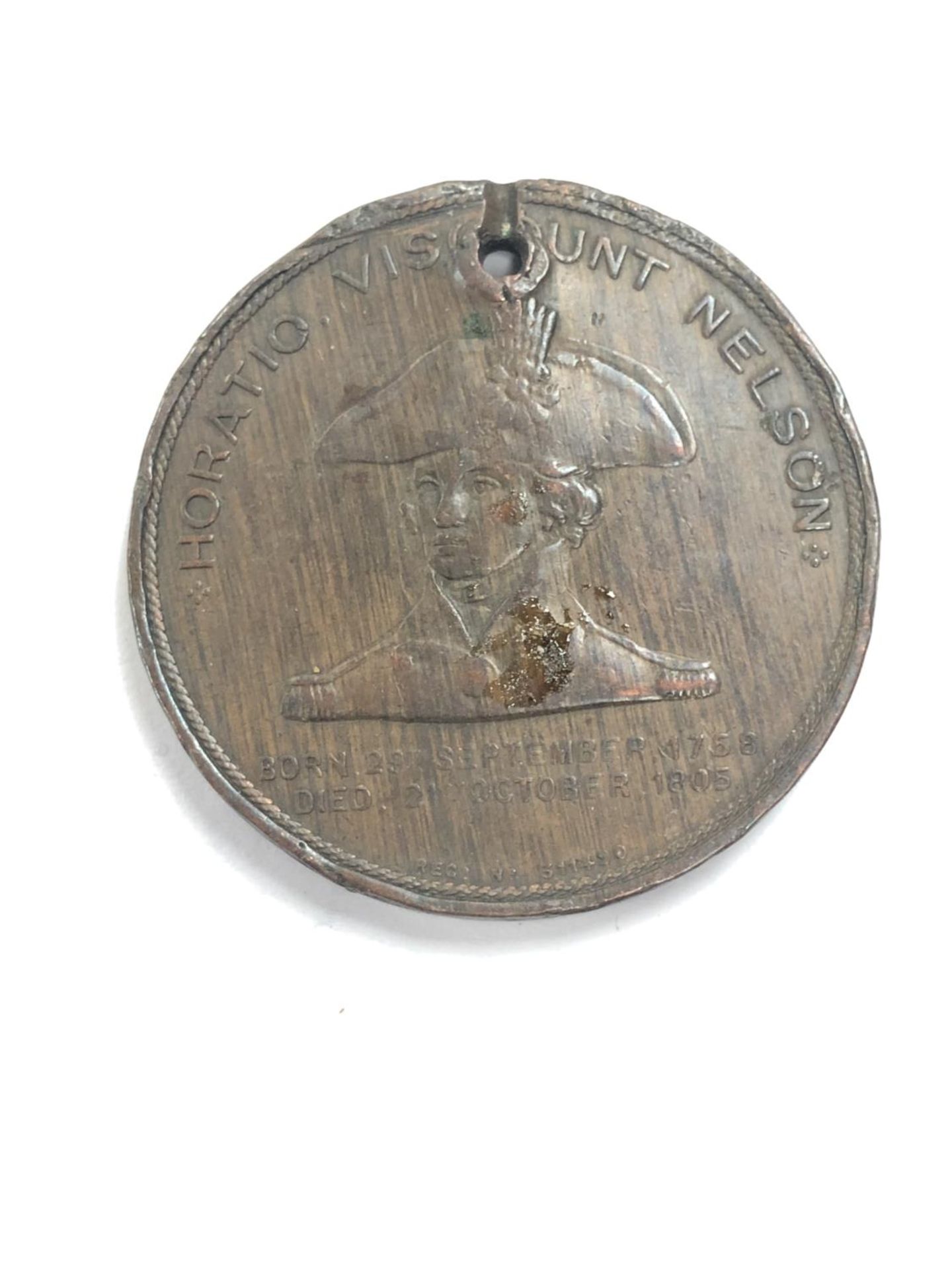 A COPPER MEDALION STRUCK FROM LORD NELSONS FLAG SHIP - Image 2 of 2