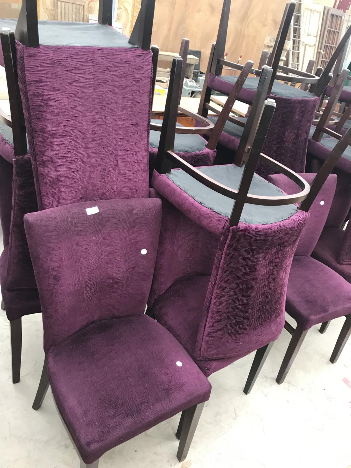 EIGHT UPHOLSTERED RESTAURANT CHAIRS