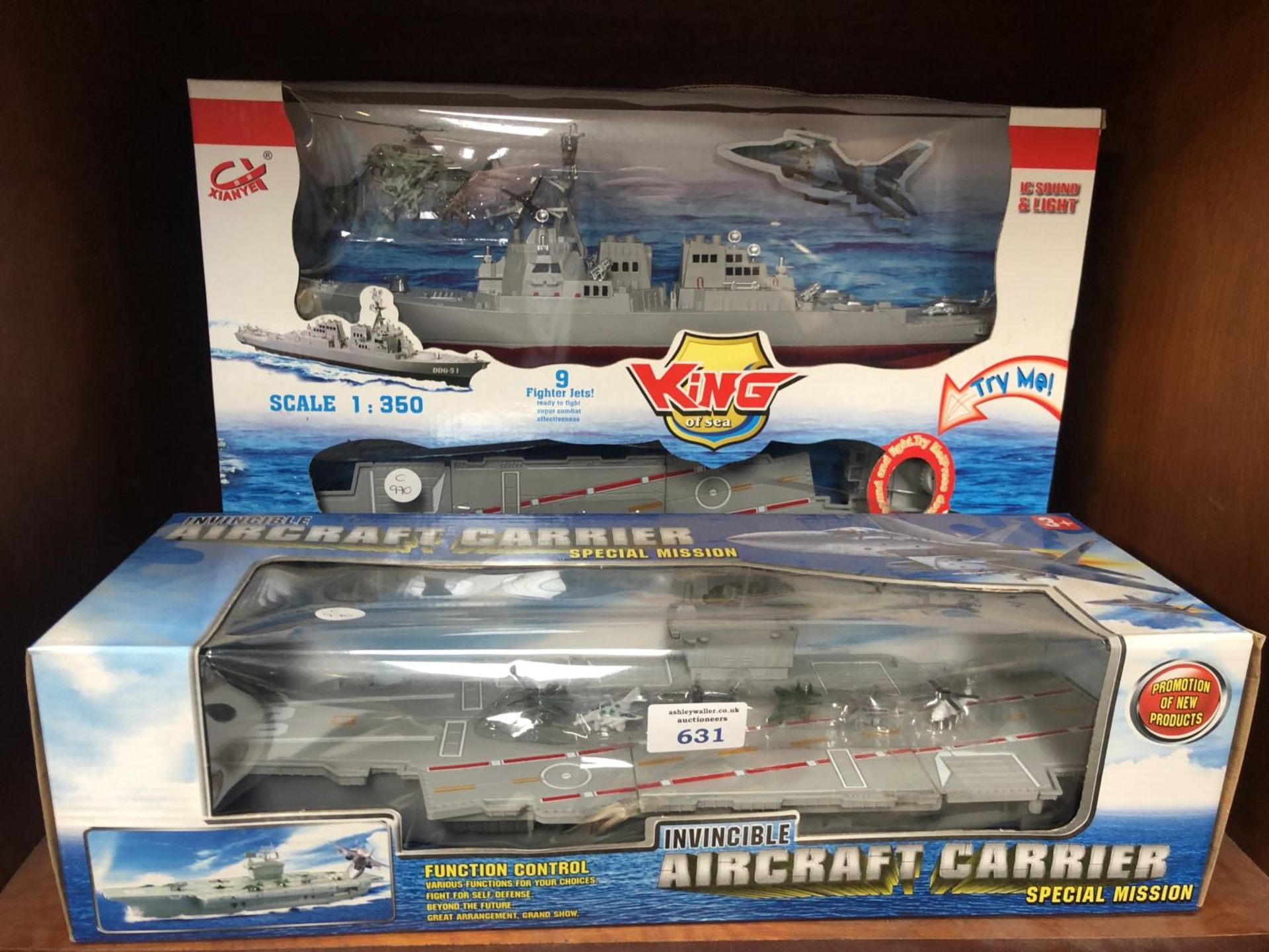 TWO BOXED SCALE MODELS TO INCLUDE AIRCRAFT CARRIER