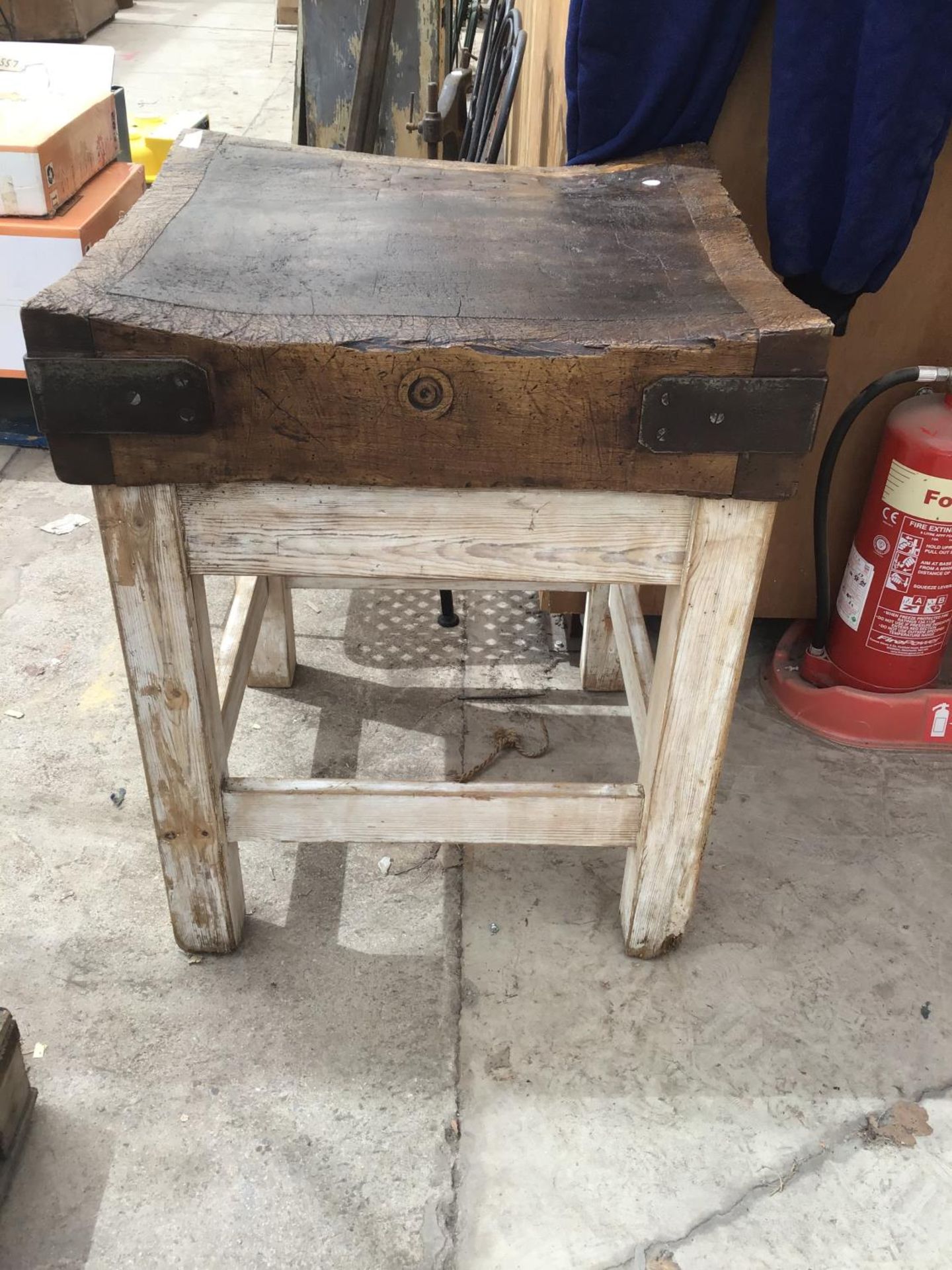 A VINTAGE BUTCHERS BLOCK 61CM X 62CM X 75CM HIGH - Image 2 of 2