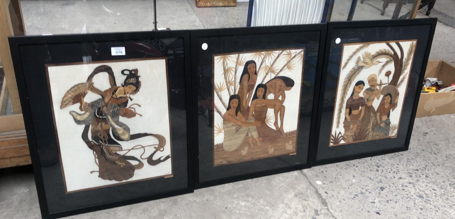 THREE FRAMED ORIGINAL SRI LANKAN PICTURES