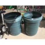 TWO PLASTIC WATER BUTTS WITH TAPS
