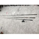 THREE VARIOUS COARSE RODS AND A SHIMANO REEL