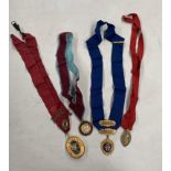 A COLLECTION OF FOUR MASONIC NECK REGALIA/ MEDALS