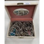 A LARGE COLLECTION OF WHITE METAL JEWELLERY IN BOX