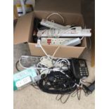 A LARGE COLLECTION OF EXTENSION CABLES, CHARGERS ETC