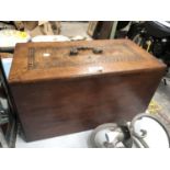 A WALNUT SEWING MACHINE CASE TOP